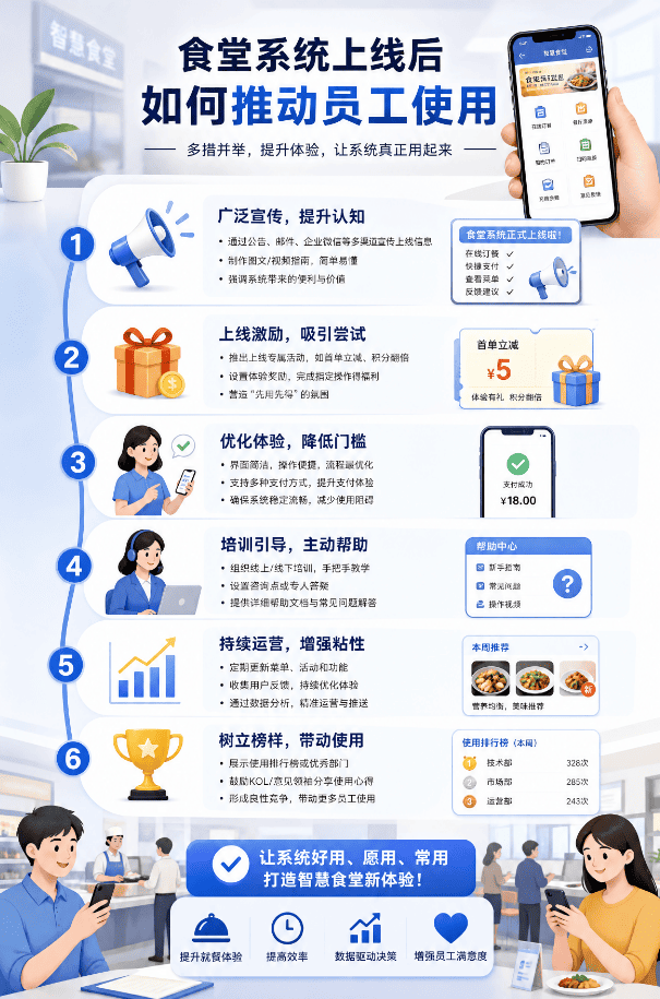 食堂系统上线后如何推动员工使用
