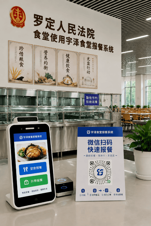 罗定人民法院上线宇泽食堂报餐系统｜政企机关智慧食堂数字化案例