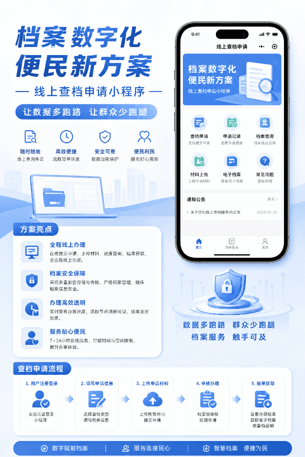 创新档案服务，让数据多跑路！“线上查档申请小程序”成功落地两家市级档案局